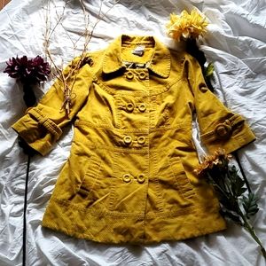 Anthropologie mustard 3/4 sleeve coat EUC